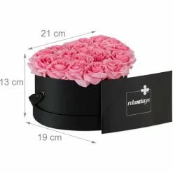 Relaxdays Box Di Rose A Forma Di Cuore, 18 Rose, Nero, Resistente 10 Anni, Idea Regalo, Box Decorativo, Rosa -COSTWAY shop 51972803 4