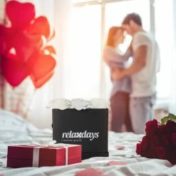 Relaxdays Bouquet Di Rose Quadrato, Scatola Nera Box Con 9 Fiori Finti Durevoli Nel Tempo, Idea Regalo Elegante, Rosse -COSTWAY shop 51972826 5