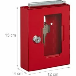 Relaxdays Cassetta Con Chiave Di Emergenza, Con Martelletto Rompivetro, Chiudibile, Piccola Box, Metallo, Rosso -COSTWAY shop 51976758 4