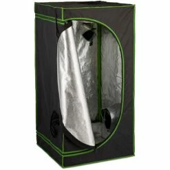 Relaxdays Grow Tent, Armadio Box Per Coltivazione Di Piante Da Interno, Telo Riflettente In 120x60x60 Cm, Nero/Verde