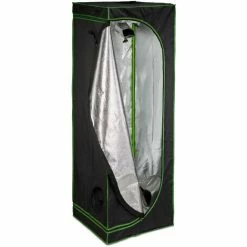 Relaxdays Grow Tent, Armadio Box Per Coltivazione Di Piante Da Interno, Telo Riflettente In 180x60x60 Cm, Nero/Verde