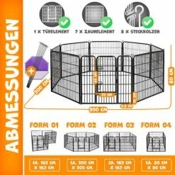 LovPet® Recinto Per Cuccioli - Recinzione Per Esterni - Recinto Per Cani - Box Per Cani - Con Porta E Resistente Alle Intemperie - Recinto Per Cani, Gatti, Cuccioli, Conigli, Porcellini D’India XXL (m