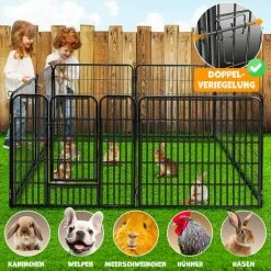 LovPet® Recinto Per Cuccioli - Recinzione Per Esterni - Recinto Per Cani - Box Per Cani - Con Porta E Resistente Alle Intemperie - Recinto Per Cani, Gatti, Cuccioli, Conigli, Porcellini D’India XXL (m -COSTWAY shop 52973133 3