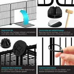 Recinto Per Esterni KESSER® Per Conigli In Rete Metallica XXL Con Porta - Recinzione Per Piccoli Animali - Box Per Porcellini D'India - Gabbia Per Piccoli Animali - Conigliera Per Interni Ed Esterni -COSTWAY shop 53550181 3