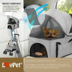 LOVPET® Passeggino Per Cani 2in1 - Box Per Trasporto Cani - Borsa Da Trasporto Per Cani Pieghevole Fino A 20 Kg - Carrello Per Animali Con Finestre A Rete E Parapioggia - Passeggino Da Jogging Per Gat -COSTWAY shop 53646267 4