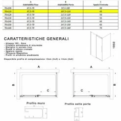 Box Doccia Due Lati 195h 8mm Fume Nero Anticalcare Porta Scorrevole Euclide, Seleziona Misura 70x110 -COSTWAY shop 53735013 4