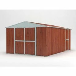 Box Giardino Attrezzi Garage In Lamiera Di Acciaio Zincata 360x430m X H2.10m - 185KG - 15,48mq - LEGNO