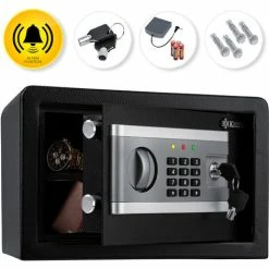 KESSER® Cassaforte Elettr. Incl. Box Batteria Cassaforte Elettronica 3x Doppio Cilindro Di Bloccaggio Cassaforte A Muro A Pavimento Cassaforte A Mobile Illuminazione Interna S (de)