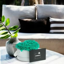 Relaxdays Box Di Rose A Forma Di Cuore, 18 Rose, Bianco, Resistente 10 Anni, Idea Regalo, Box Decorativo, Turchese -COSTWAY shop 54414263 3