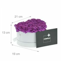 Relaxdays Box Di Rose A Forma Di Cuore, 18 Rose, Bianco, Resistente 10 Anni, Idea Regalo, Box Decorativo, Lilla -COSTWAY shop 54414294 4