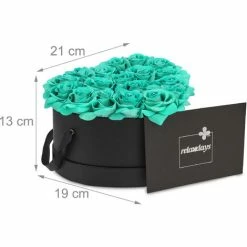 Relaxdays Box Di Rose A Forma Di Cuore, 18 Rose, Nero, Resistente 10 Anni, Idea Regalo, Box Decorativo, Turchese -COSTWAY shop 54555716 4