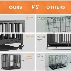 L Gabbia Per Cani Grande Gabbia Kennel In Metallo Per Cani Box Gabbia Con Ruote Per Cani Indistruttibile Anti-morso 95x57x 81cm -COSTWAY shop 54693121 4