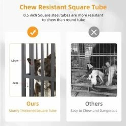 L Gabbia Per Cani Grande Gabbia Kennel In Metallo Per Cani Box Gabbia Con Ruote Per Cani Indistruttibile Anti-morso 95x57x 81cm -COSTWAY shop 54693121 5