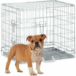 Relaxdays Gabbia Per Cani, Kennel Casa O Auto, HLP: 51x60x45 Cm, Box Pieghevole, Base In Acciaio, 2 Porte, Argentato