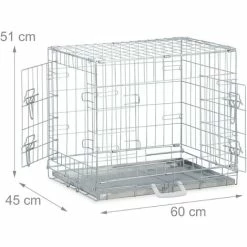 Relaxdays Gabbia Per Cani, Kennel Casa O Auto, HLP: 51x60x45 Cm, Box Pieghevole, Base In Acciaio, 2 Porte, Argentato -COSTWAY shop 54889698 4