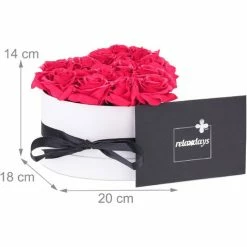 Relaxdays Bouquet Rose Eterne, Box Bianco A Cuore Con 13 Fiori Finti, Elegante Idea Regalo, Scatola Romantica, Rosso -COSTWAY shop 54889735 4