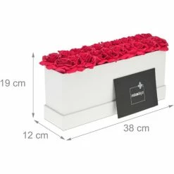 Relaxdays Bouquet Rose Eterne, Flower Box Bianco Con 20 Fiori Finti, Elegante Idea Regalo, Scatola Romantica, Rosso -COSTWAY shop 54889757 4