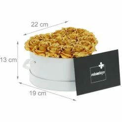 Relaxdays Bouquet Rose Eterne, Box Bianca A Cuore, 18 Fiori Finti, Elegante Idea Regalo, Scatola Romantica, Bianco Oro -COSTWAY shop 54995632 4