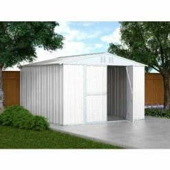 Casetta Giardino Box Attrezzi In Acciaio Zincato 327x307cm X H2.15m - 145KG - 10,04mq - BIANCO -COSTWAY shop 5625294 4