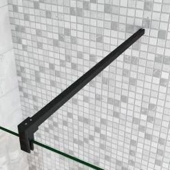50x200 Cm Box Doccia Walk In Parete Fissa In Vetro Temperato Da 10 Mm Trasparente Anticalcare Con Barra Stabilizzatrice 90 Cm Nero Opaco -COSTWAY shop 56625138 4