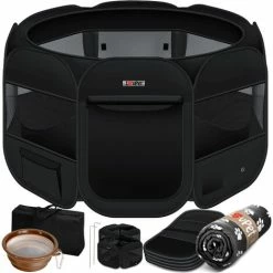 LOVPET® Recinto Per Cuccioli - Recinto Per Animali Pieghevole Per Piccoli Animali, Cani, Gatti, Incl. Ciotola Per Cani - Box Per Cani - Recinzione - Tessuto Oxford - Sistema Pop-up Ad Apertura Rapida