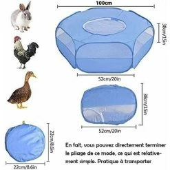 HIASDFLS Box Per Piccoli Animali Con Copertura - Gabbia Portatile E Pieghevole - Impermeabile - Traspirante - Per Coniglio, Scoiattolo, Gattino, Cucciolo, Cincillà E Riccio - Blu -COSTWAY shop 59010035 3
