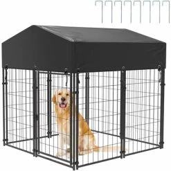 Canile Recinto Per Cani Da Esterno Con Tetto Box Per Cani In Metallo 127x120x134cm