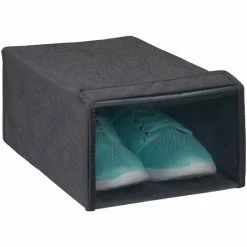 Relaxdays Scatola Per Scarpe In Stoffa, Box Organizer Per Scarpiera E Cabina Armadio, HLP: 14,5x22,5x34 Cm, Grigio