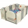 DREAMADE Barriera Di Sicurezza Box Recinto Per Bambini Recinzione Antisciovolo Con Sicurezza (12 Pannelli Beige+Grigio)