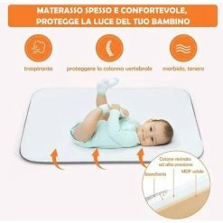 DREAMADE Lettino Da Viaggio 3 In 1 Convertibile In Letto A Dondolo E Letto Da Gioco, Box Culla Neonato Regolabile Con Materasso Per 0 A 24 Mesi, Carico Massimo 22 Kg, Grigio, In Metallo, 107x64x71 Cm -COSTWAY shop 67647437 3