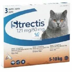 CEVA Antiparasitic Pipettes Strectis Cat 5-10 Kg, Fipronilo 121 Mg/ (S) Metredene 60 Mg, Box 3 Pipettes