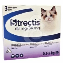 CEVA Antiparasitic Pipettes Strectis Cat 0-5 Kg, Fipronilo 68 Mg/ (S) Metaprene 34 Mg, Box 3 Pipettes
