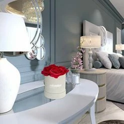 Relaxdays Rosenbox Bouquet Rotondo, 4 Rose, Grigio, Resistente 10 Anni, Idea Regalo, Box Decorativo, Rosse, Colore: Rosso, 14 X 12 X 12 Cm -COSTWAY shop 70714547 3