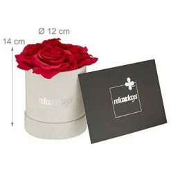 Relaxdays Rosenbox Bouquet Rotondo, 4 Rose, Grigio, Resistente 10 Anni, Idea Regalo, Box Decorativo, Rosse, Colore: Rosso, 14 X 12 X 12 Cm -COSTWAY shop 70714547 4
