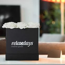 Relaxdays Bouquet Di Rose Quadrato, Scatola Nera Box Con 9 Fiori Finti Durevoli Nel Tempo, Idea Regalo Elegante, Bianca, Cartone, Tessuto, PP, 1 Pz -COSTWAY shop 70826197 3