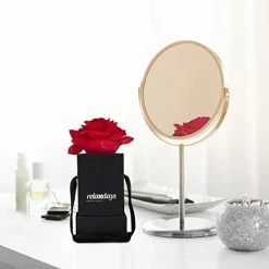 Relaxdays Bouquet Di Rose Quadrato, 1 Fiore Finto Durevole In Box, Idea Regalo Decorativa, Scatola Nera Elegante, Rossa, Cartone, Tessuto, PP, Rosso, 1 Pz -COSTWAY shop 70826199 3