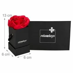 Relaxdays Bouquet Di Rose Quadrato, 1 Fiore Finto Durevole In Box, Idea Regalo Decorativa, Scatola Nera Elegante, Rossa, Cartone, Tessuto, PP, Rosso, 1 Pz -COSTWAY shop 70826199 4