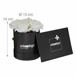 Relaxdays Rosenbox Bouquet Rotondo, 4 Rose, Nero, Resistente 10 Anni, Idea Regalo, Box Decorativo, Bianco, 14 X 13 X 13 Cm -COSTWAY shop 70865078 4