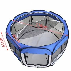 Cucciolo Box Pieghevole Tessuto Pet Box Cucciolo Gatto Coniglio Maiale Box Gabbia Kennel Tenda, 8 Pannelli, Blu -COSTWAY shop 76374841 5