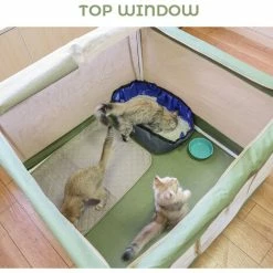 Box Per Animali Domestici Tenda A Rete Pieghevole Per Cani Con Borsa Per Il Trasporto Per Gattini, Gatti, Cuccioli, Cani (verde Militare, L) -COSTWAY shop 77492463 5
