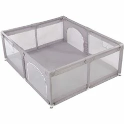 DYHF Box Per Bambini Recinto Per Bambini Con Rete Traspirante Centro Attività Per Bambini Con Tappetino Casuale E 2 Anelli Per Appendere 1.5 X 1.8m Grigio