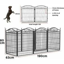 8 Pannelli Recinzione In Metallo Per Cani Grandi Recinto Box Cani Gatti Gioco Cucciolo Alto 80cm -COSTWAY shop 80694468 5