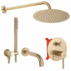 Set Da Vasca-doccia Da Incasso Rea Lungo Gold Mat + Box