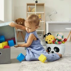 Relaxdays Box Portagiocattoli, Cesta Portaoggetti, In Feltro, Pieghevole, HxLxP: 24x27x18 Cm, Design Volpe, Arancione -COSTWAY shop 82433079 3