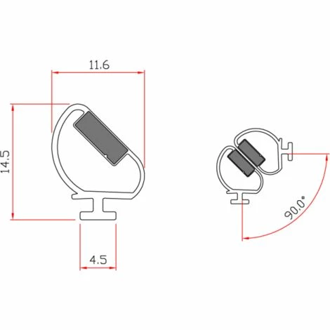 Guarnizione Magnetica Box Doccia In Gomma EC-MAG-3322 Angolo 90° Colore: Bianco 2 Guarnizione Magnetica Box Doccia In Gomma EC-MAG-3322 Angolo 90° Colore: Bianco - immagine 2