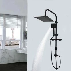 Colonna Doccia Moderna Saliscendi Con Soffione Quadrato Doccetta Telefono E Portasapone Per Box Doccia Nero 7 Colonna Doccia Moderna Saliscendi Con Soffione Quadrato Doccetta Telefono E Portasapone Per Box Doccia Nero -COSTWAY shop 86643068 3