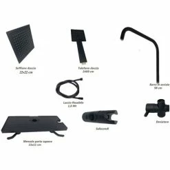 Colonna Doccia Moderna Saliscendi Con Soffione Quadrato Doccetta Telefono E Portasapone Per Box Doccia Nero 8 Colonna Doccia Moderna Saliscendi Con Soffione Quadrato Doccetta Telefono E Portasapone Per Box Doccia Nero -COSTWAY shop 86643068 4