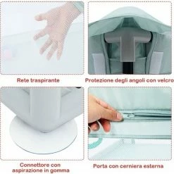 COSTWAY Box Per Bambini, Centro Attività Portatile E Sicuro Per Bambini, Box Colorato Con Cancello, Recinto Extra Per Interno Ed Esterno Con Rete Traspirante Durevole (Blu) -COSTWAY shop 87900471 3