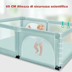 COSTWAY Box Per Bambini, Centro Attività Portatile E Sicuro Per Bambini, Box Colorato Con Cancello, Recinto Extra Per Interno Ed Esterno Con Rete Traspirante Durevole (Blu) -COSTWAY shop 87900471 5