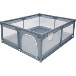 Box Per Bambini Extra Large Per Attività All'aperto E Al Coperto Cortile Per Bambini Con Porta Grigio 180 X 200 X 66 Cm